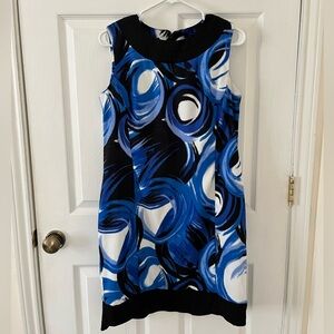 AGB Blue and Black Swirl Midi Dress